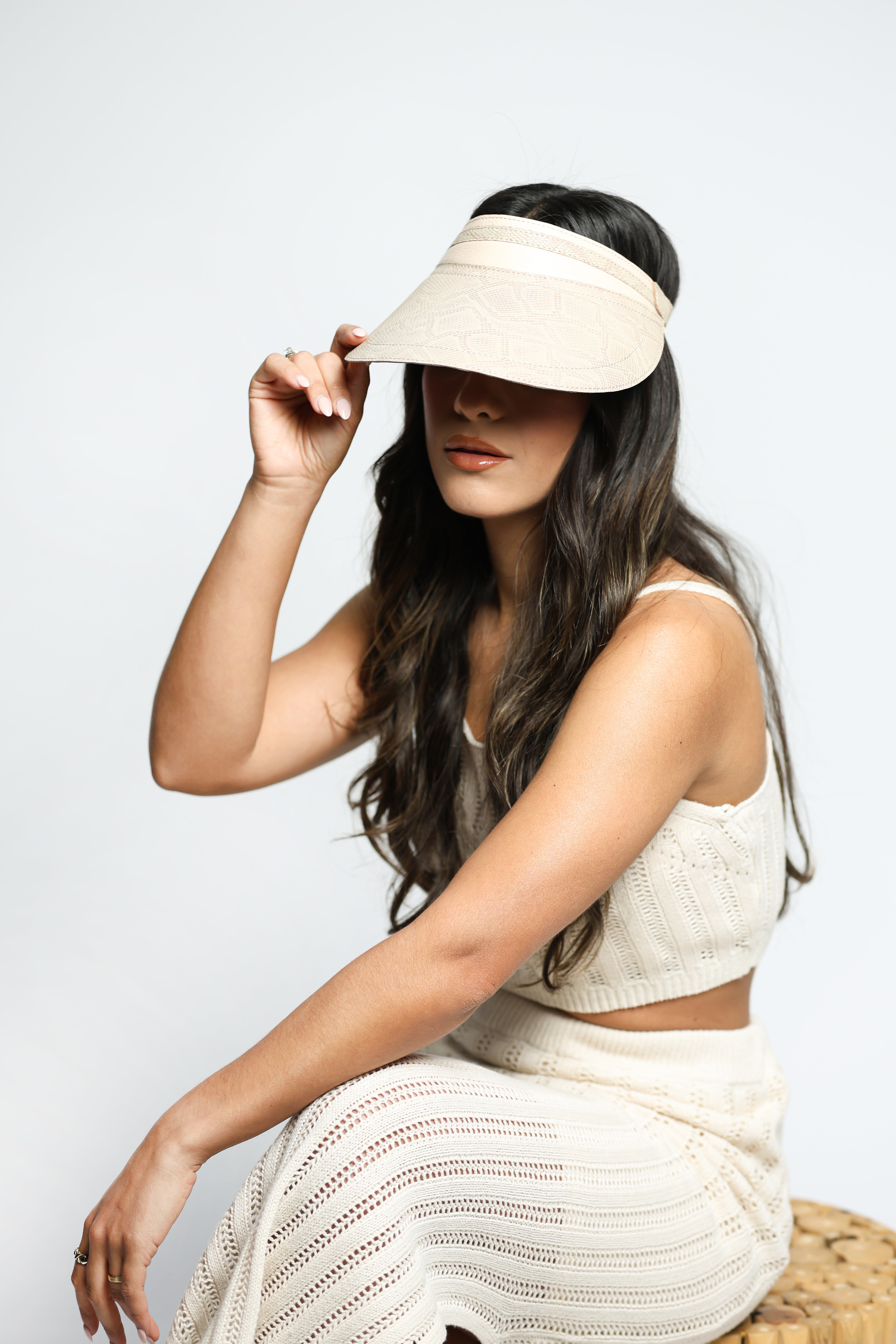 Piton Beige Leather Hat