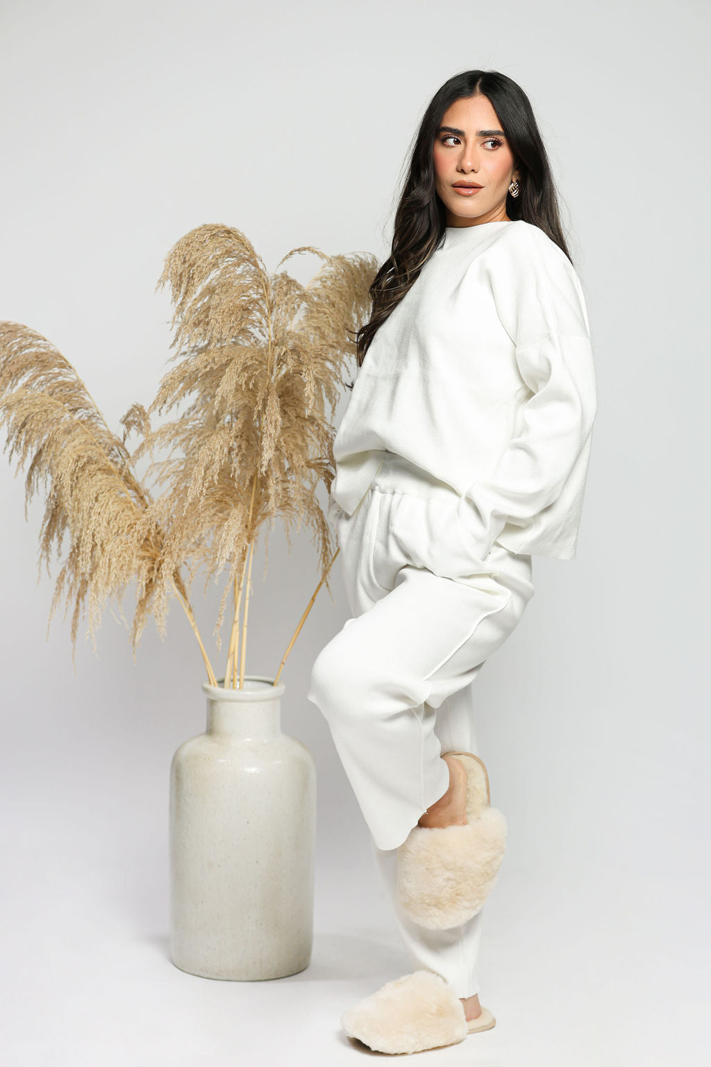 Beige Alpaca Slippers