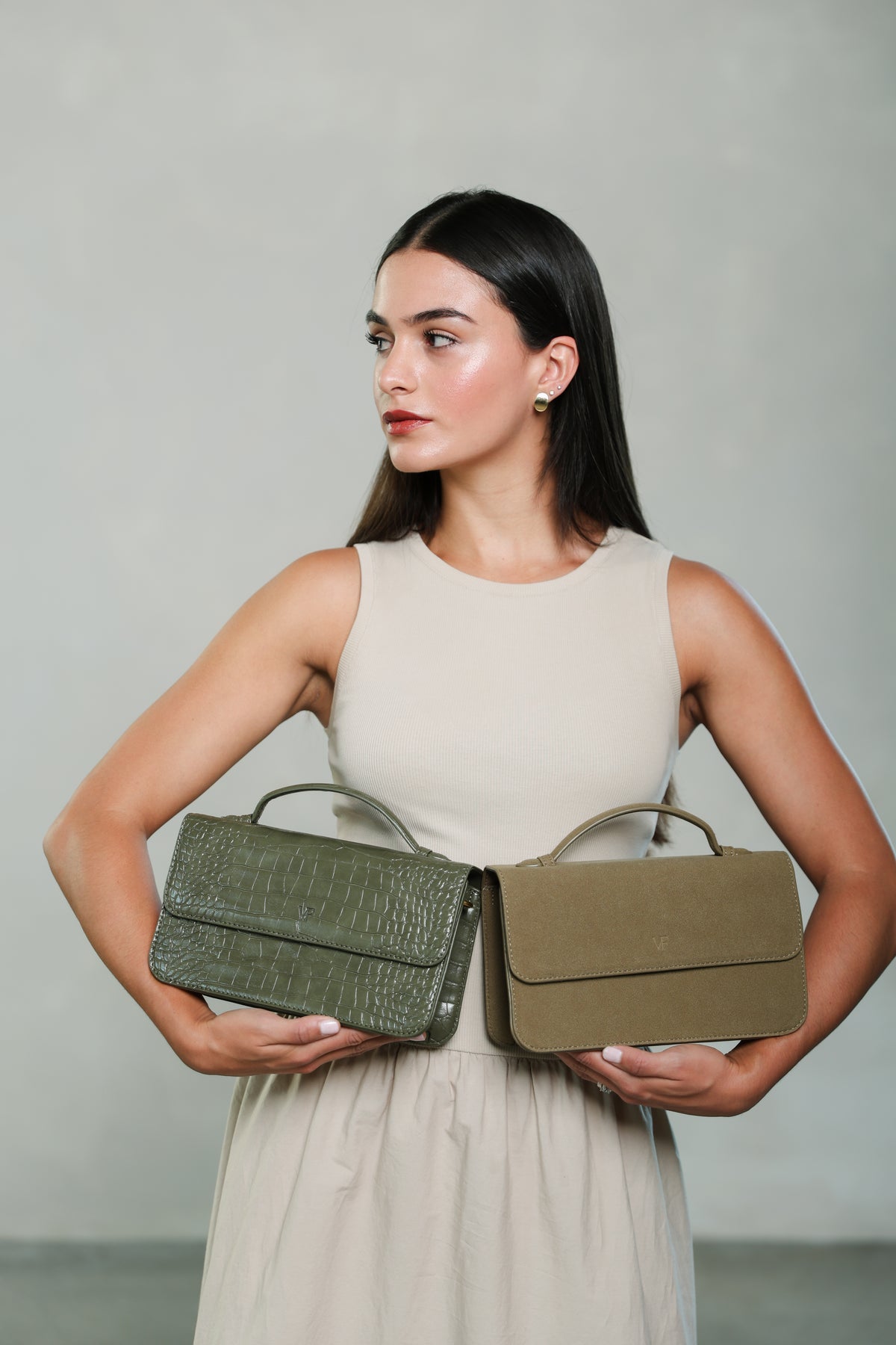 Beige Suede Alba Bag