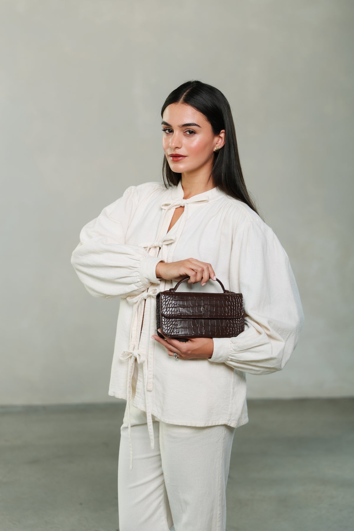 Brown Croc Alba Mini Bag