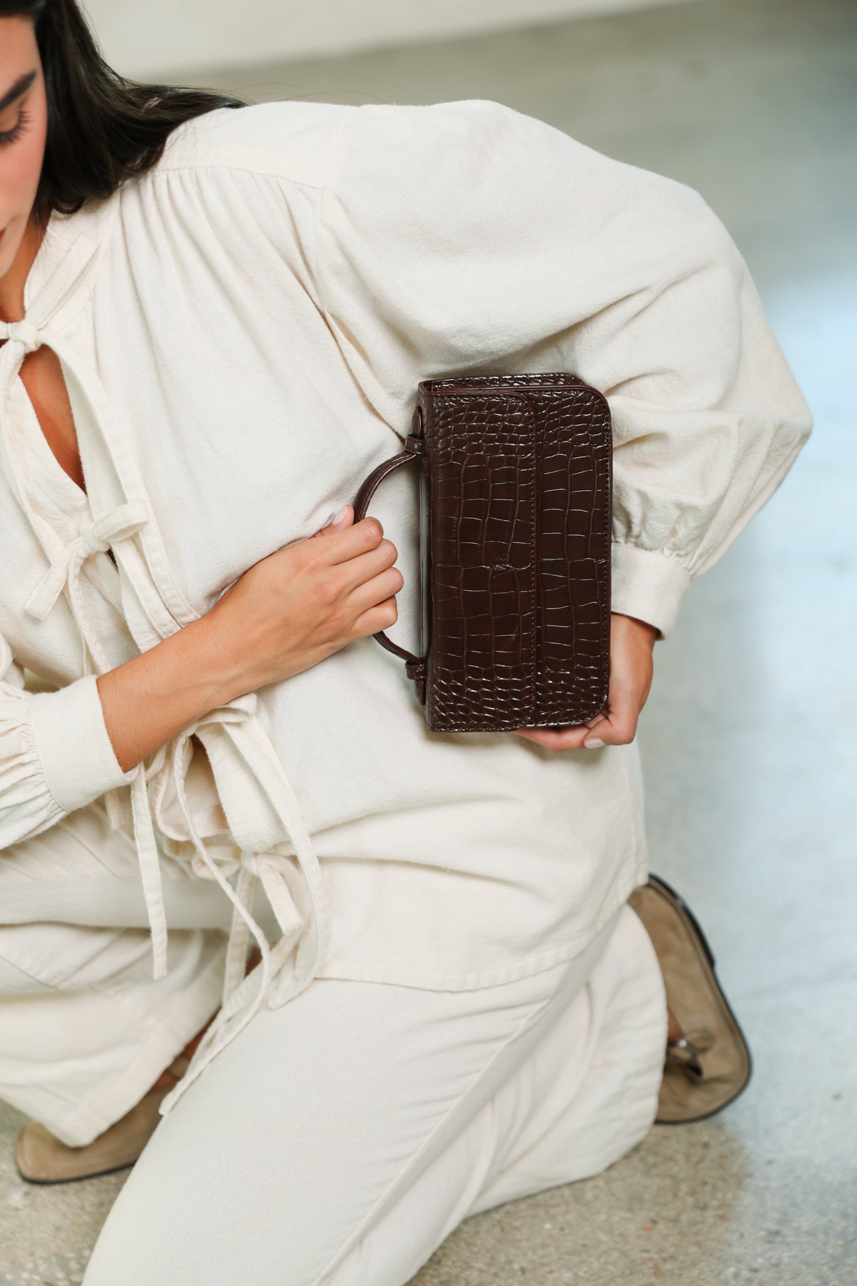 Brown Croc Alba Mini Bag
