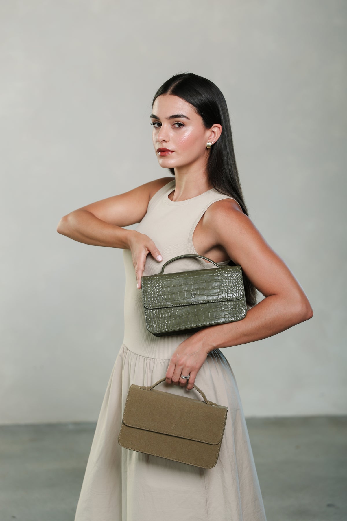 Olive Croc Alba Bag
