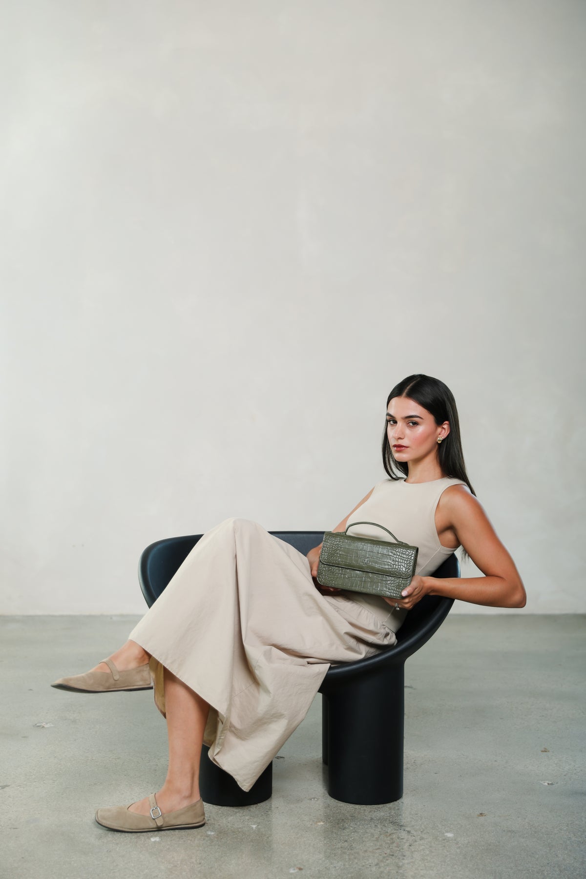 Olive Croc Alba Bag