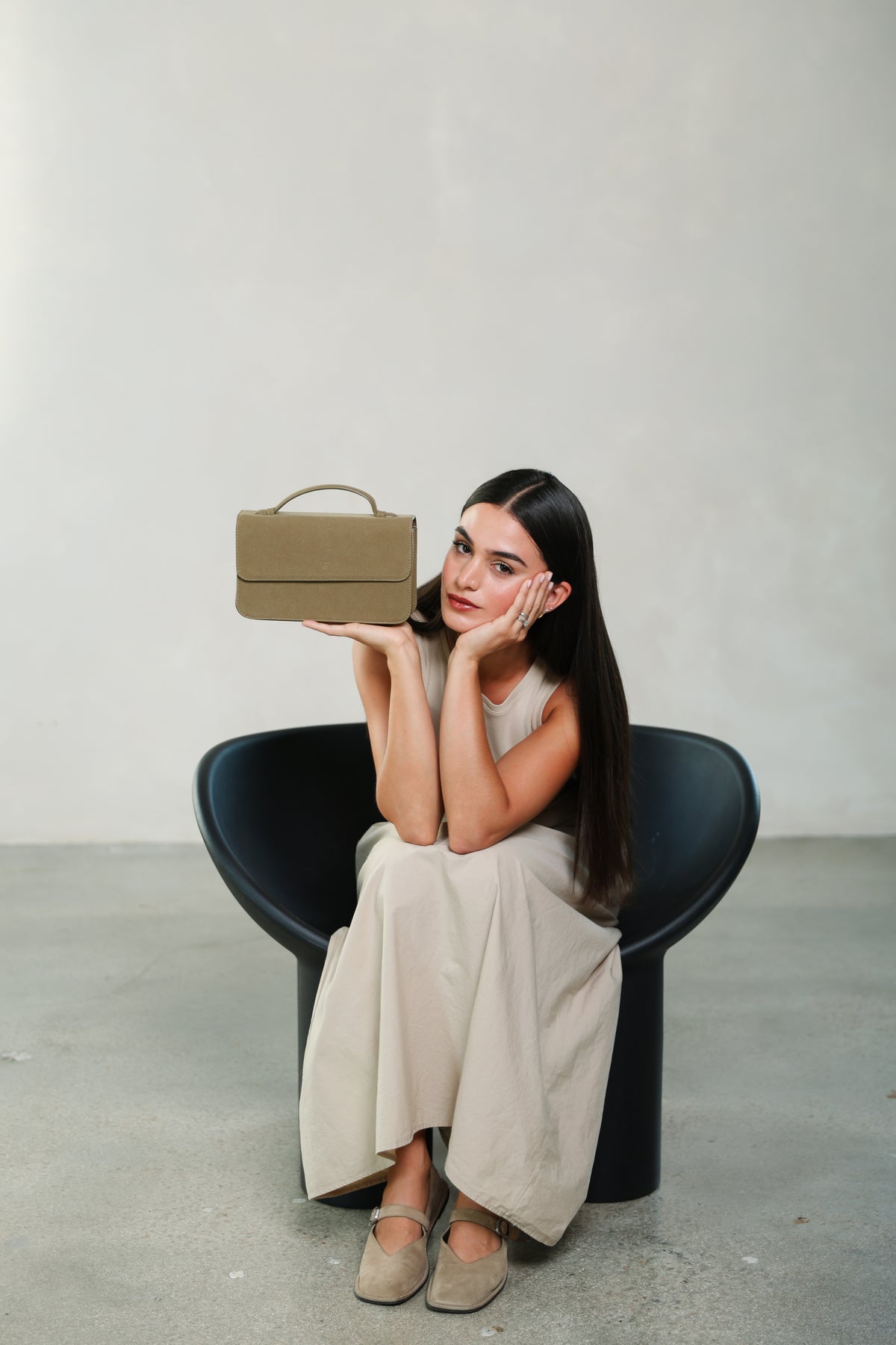 Beige Suede Alba Bag