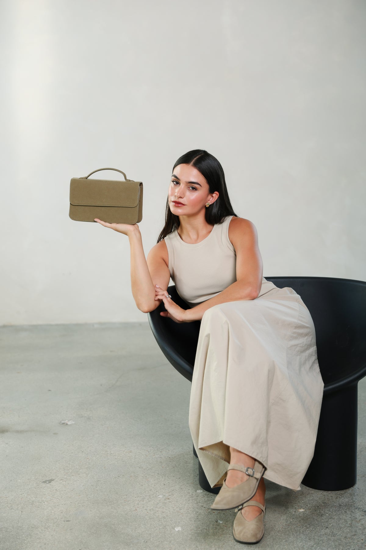 Beige Suede Alba Bag