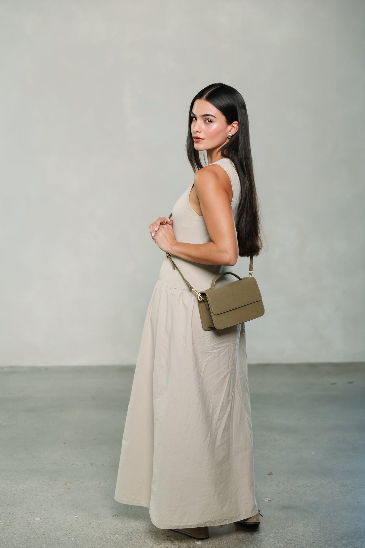 Beige Suede Alba Bag